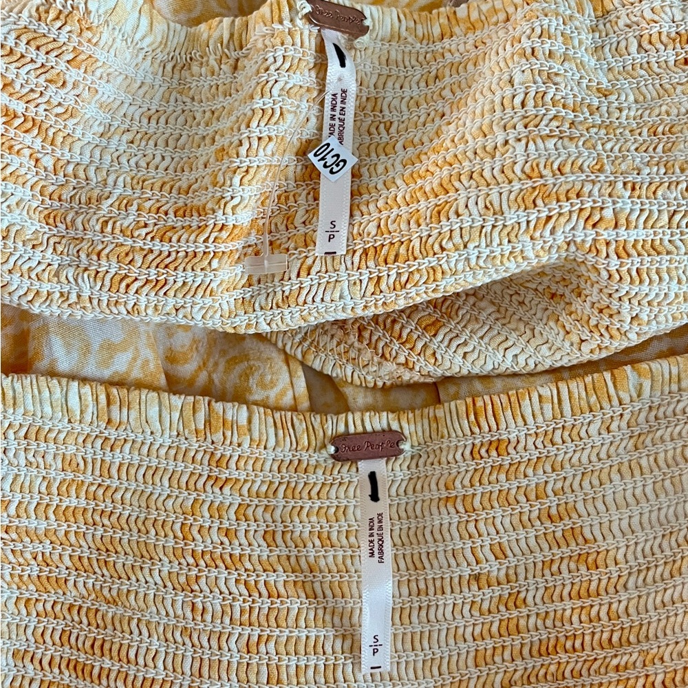 Free People Vanessa high rise wide leg pants and top set in gold only size small - Picture 11 of 13